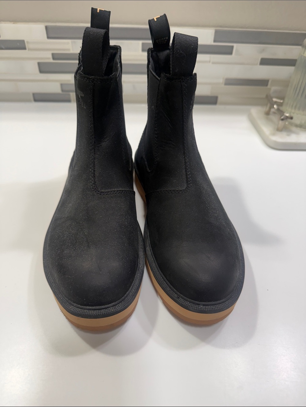Sorel Black Chelsea Ankle Boots with Gum Sole